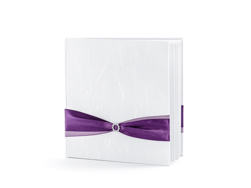 Svatební knihy a fotoalba - Kniha hostí s fialovou stuhou