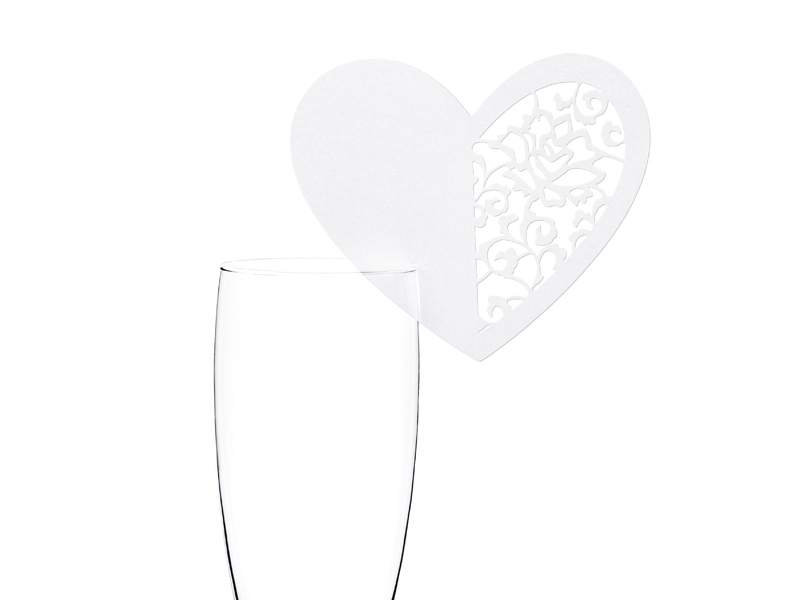 Dekorace na stůl - Svatební jmenovka na skleničku Srdce