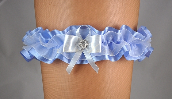Doplňky pro nevěstu - Modrý podvazek s mašlí