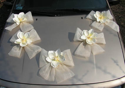 Svatební dekorace na auto - Dekorační sada kvítky