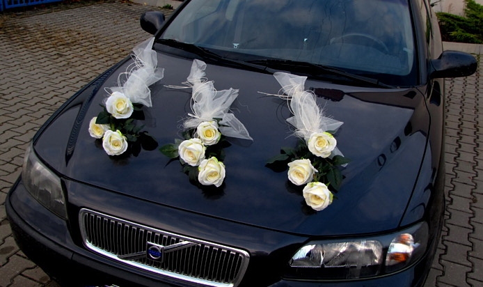 Svatební dekorace na auto - Dekorační sada tři růže