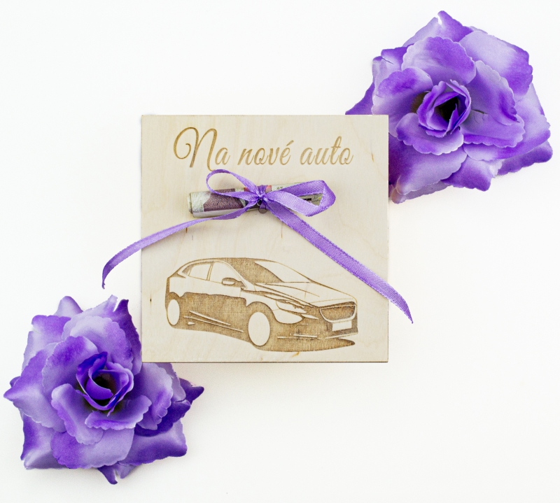 Dary pro novomanžele - Destička na darování peněz Na nové auto