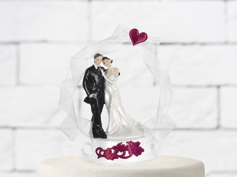 Figurky na svatební dort - Figurka na dort - ženich s nevěstou - červená