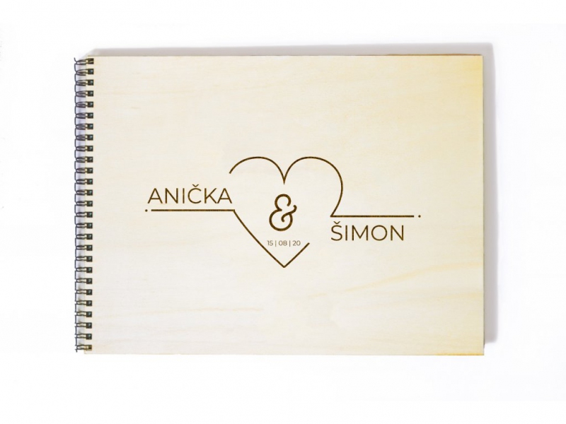 Svatební knihy a fotoalba - Kniha přání a rad novomanželům minimalistické srdce