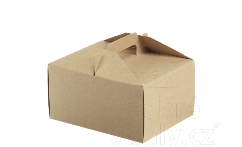 Krabičky na cukroví a dorty - Krabička na výslužky 18,5x15x9,5 cm - hnědá