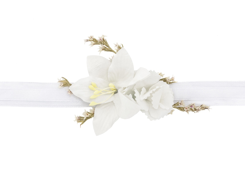 Doplňky pro nevěstu - Květinová ozdoba na zápěstí - bílá
