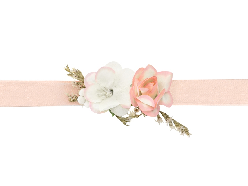 Doplňky pro nevěstu - Květinová ozdoba na zápěstí - růžová