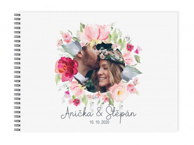 Svatební knihy a fotoalba - Svatební fotoalbum květinový věnec