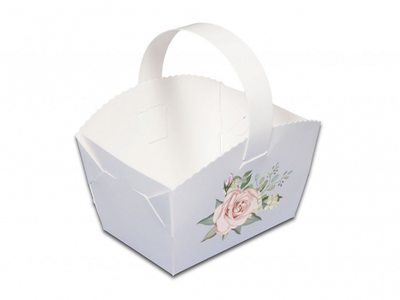 Krabičky na cukroví a dorty - Svatební košíček květinový