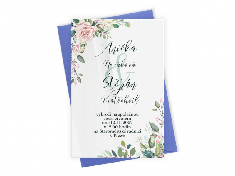 Svatební oznámení - Svatební oznámení květinové bílé