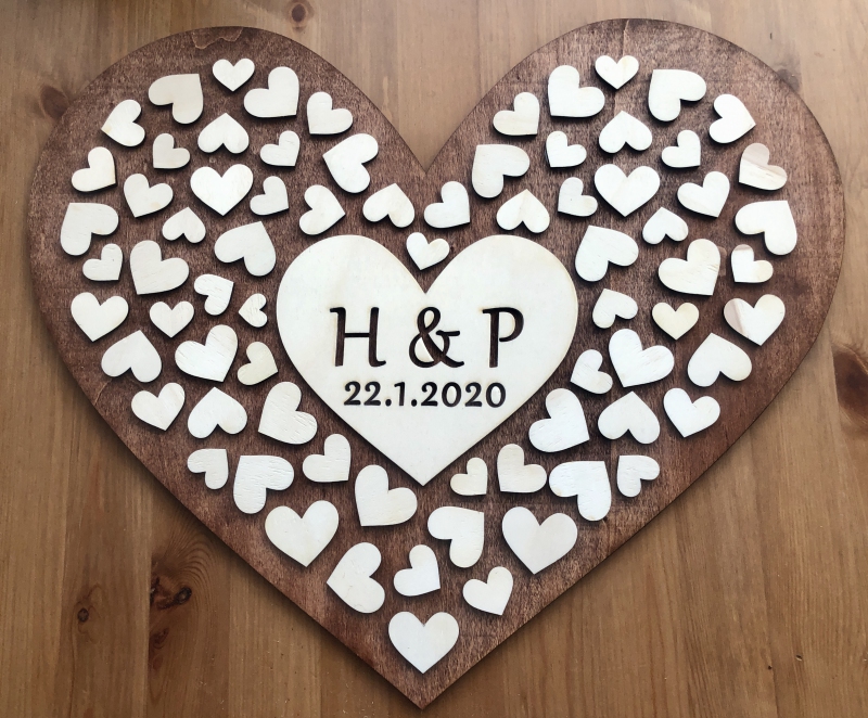Svatební ozdoby a doplňky - Svatební strom dřevěný ve tvaru srdce
