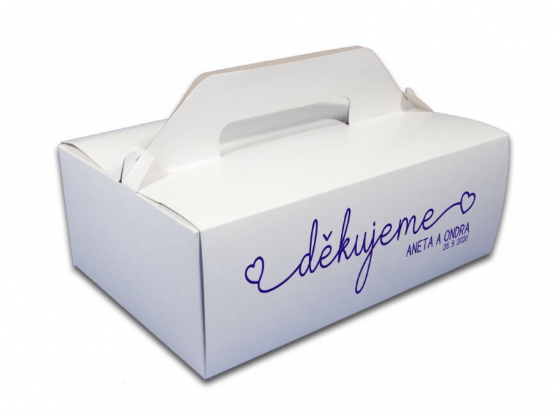 Krabičky na cukroví a dorty - Výslužková krabice jednoduchá - bílá