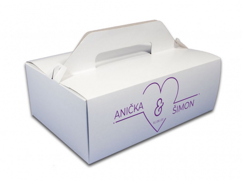 Krabičky na cukroví a dorty - Výslužková krabice minimalistické srdce - bílá