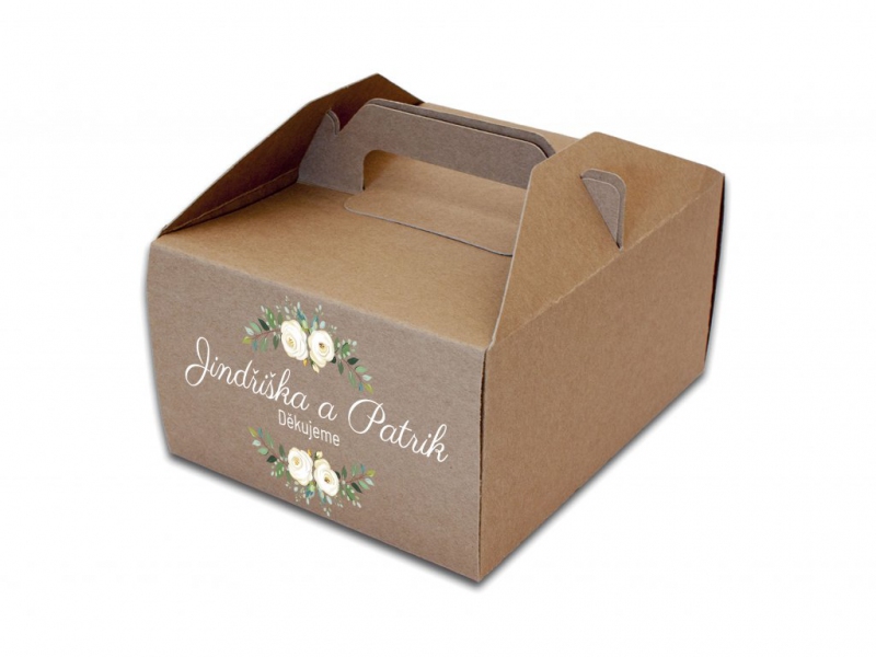 Krabičky na cukroví a dorty - Výslužková krabička bílé růže