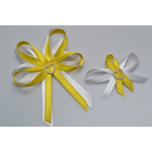 Svatební vývazek s perleťovým srdíčkem - žlutá