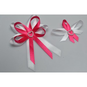 Svatební vývazek s perleťovým srdíčkem - fuchsia