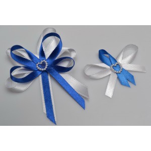 Svatební vývazek s perleťovým srdíčkem - královská modř