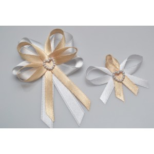 Svatební vývazek s perleťovým srdíčkem - zlatá