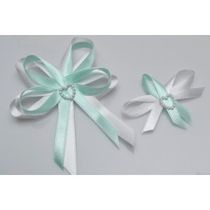 Svatební vývazek s perleťovým srdíčkem - máta