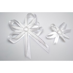 Svatební vývazek s perleťovým srdíčkem - stříbrná