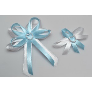 Svatební vývazek s perleťovým srdíčkem - světle modrá