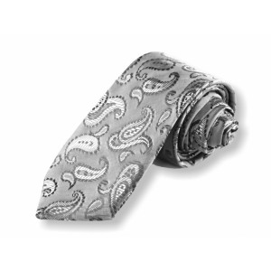 Tkaná kravata - stříbrná kašmírová