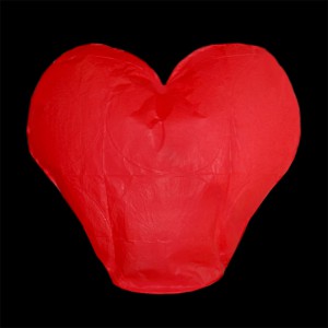 Lampion štěstí srdce - červené