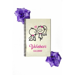 Svatební kniha přání kreslený pár