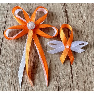 Svatební vývazek s perličkou - oranžová