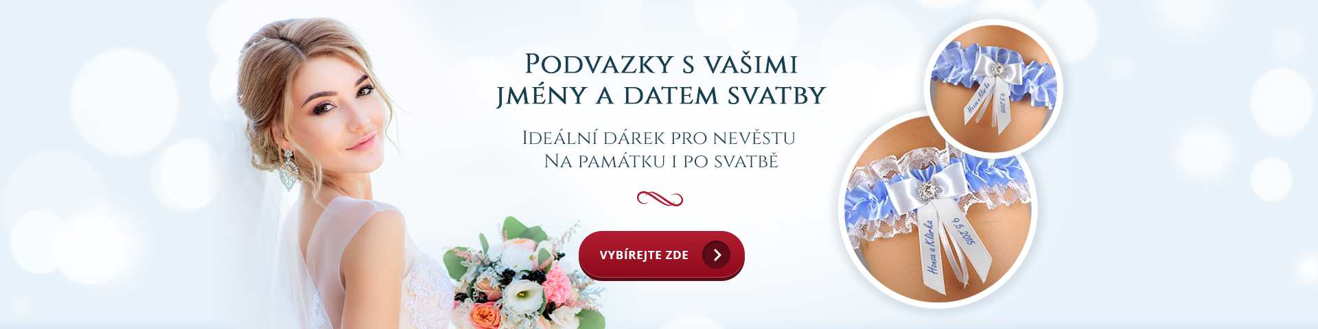 Svatební podvazky s potiskem - Svatební potřeby.cz